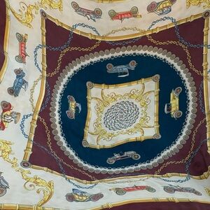 Silk Vintage Renato Balestra Hand Hemmed Italian Car Print Scarf